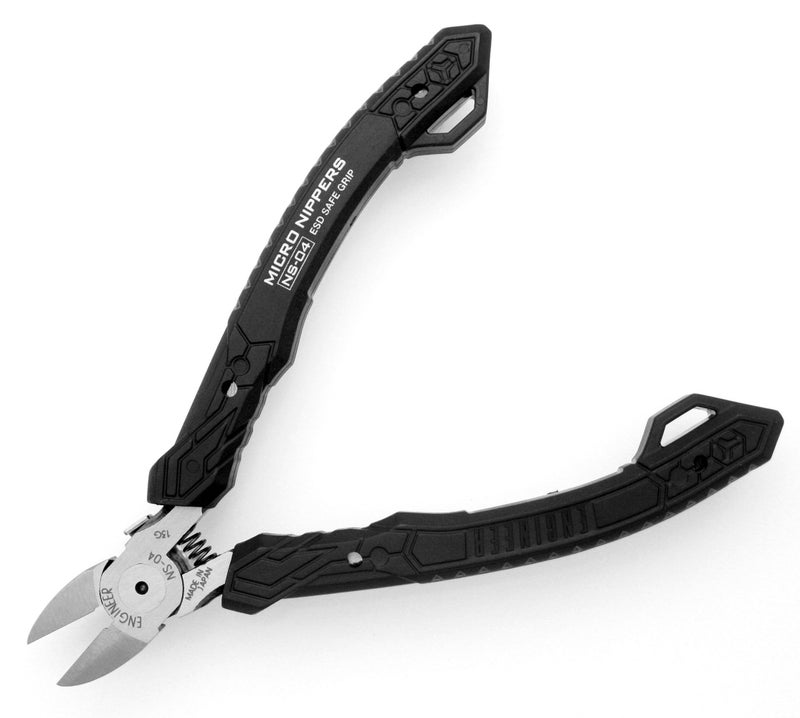 ENGINEER 4.75" Precision Mini Nippers Side Cutting Pliers, Professional Grade Flush Cutters, ESD Safe Grip Hardened Carbon Steel Jaws. Made in Japan. NS-04 - Image 3